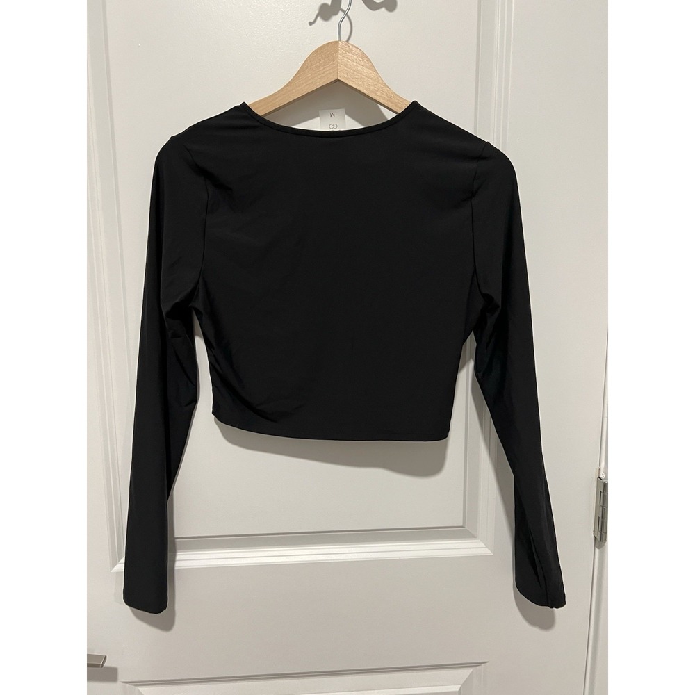 CALIA Women's Long Sleeve Ruched Swim Rashguard Size Medium Black NWT $58 - Picture 3 of 9